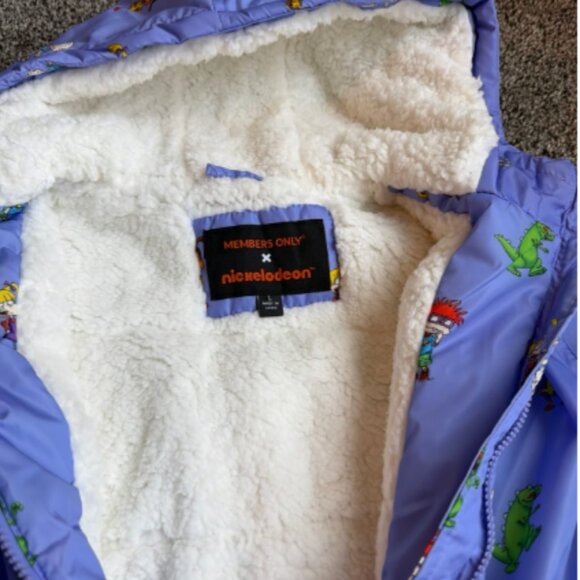 Members Only x Nickelodeon Rugrats Purple Puffer Jacket (Junior L) Sherpa Lined - Picture 3 of 4